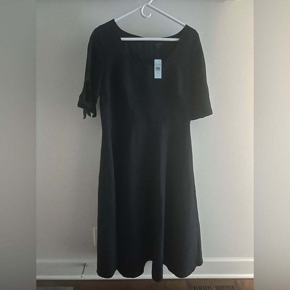 NWT Ann Taylor Black Sheath Midi Dress with Flutter Sleeves